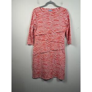 J. McLaughlin Catalina Cloth Red and White Print Size Medium Sheath Dress EUC